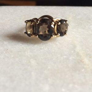 Gold and Smokey topaz or quartz ring.
